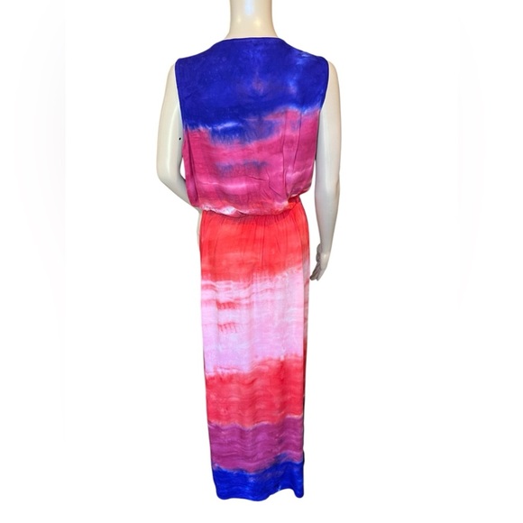 Young Fabulous & Broke Red Indigo Colorful Sleeveless V-neck Maxi Dress XS - Picture 3 of 12
